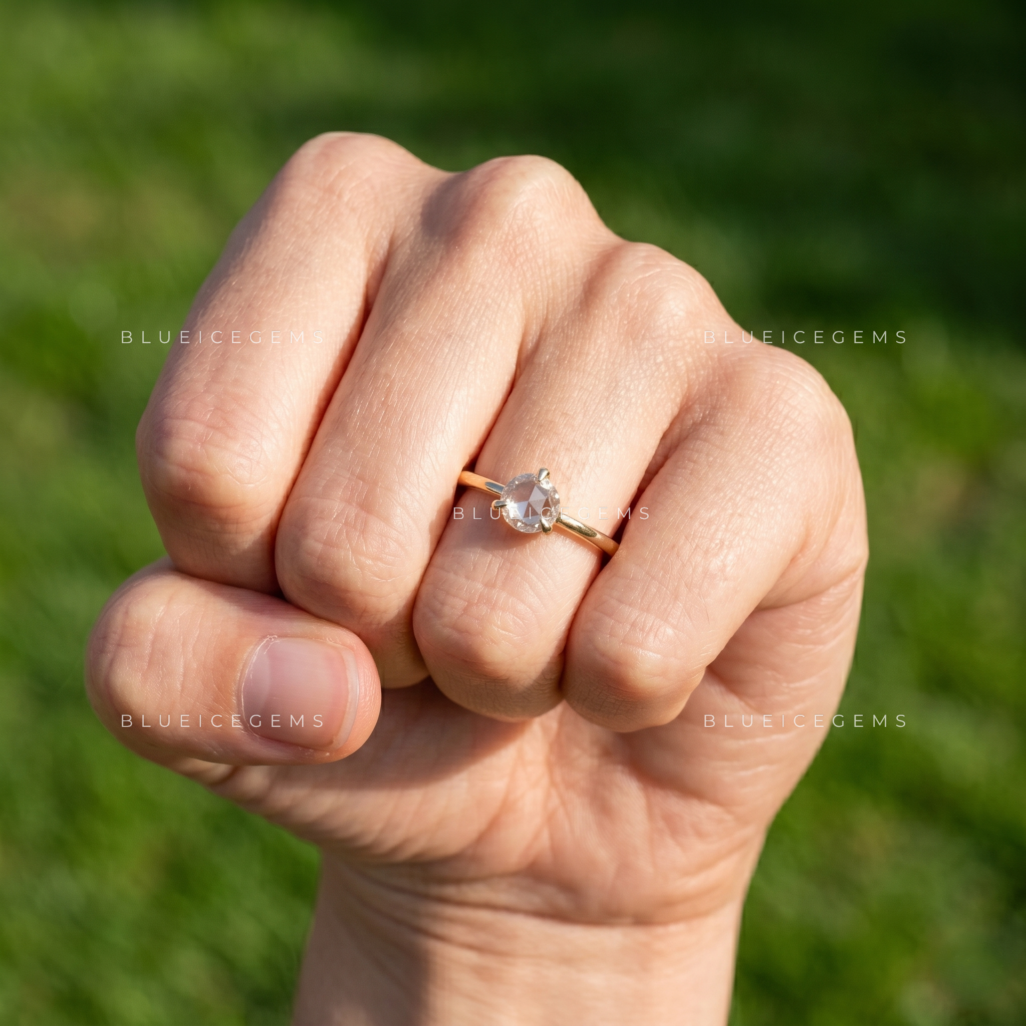 Vintage Romance Round Rose Cut Solitaire Ring
