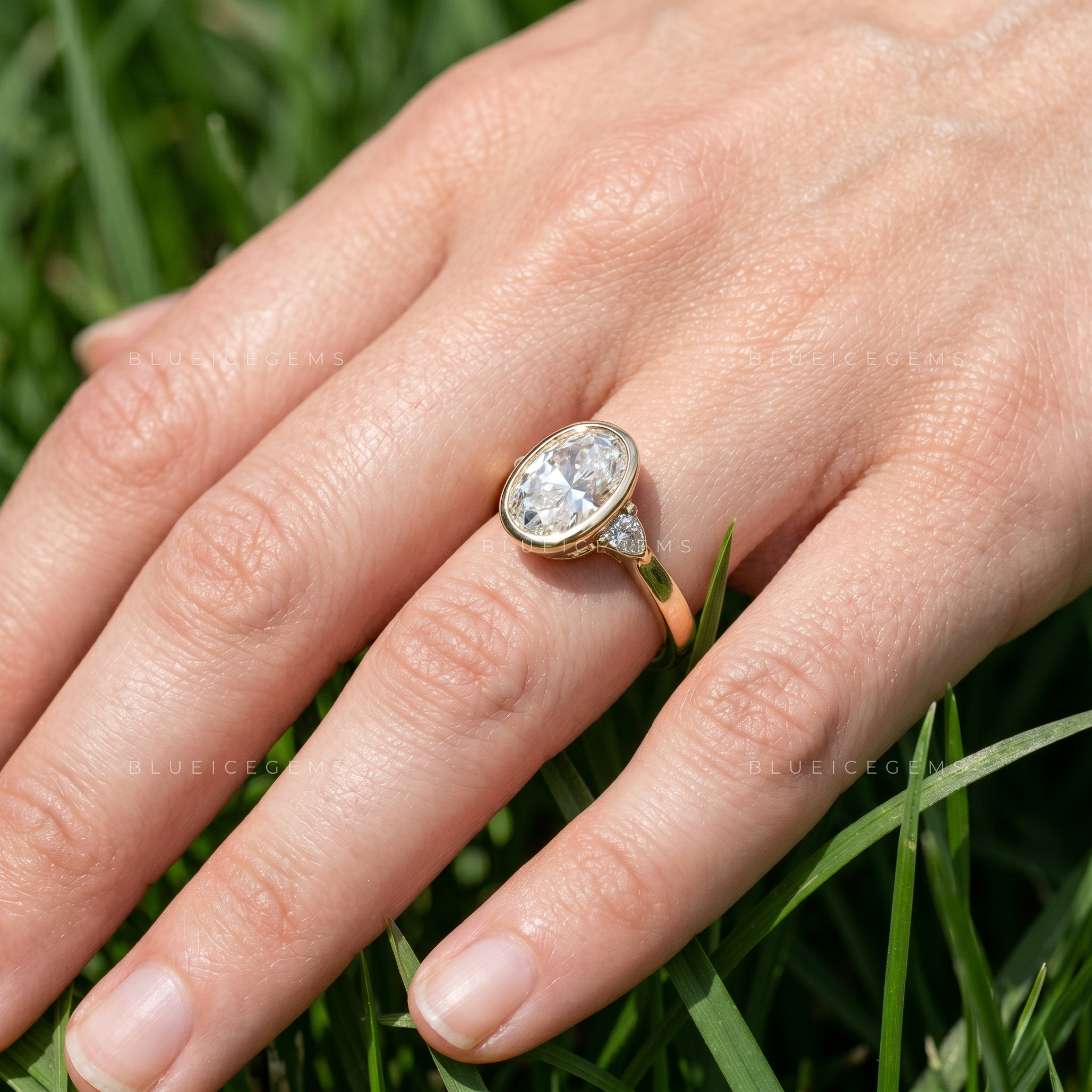 Solara Oval Cut Certified Pavé Accent Solitaire Engagement Ring