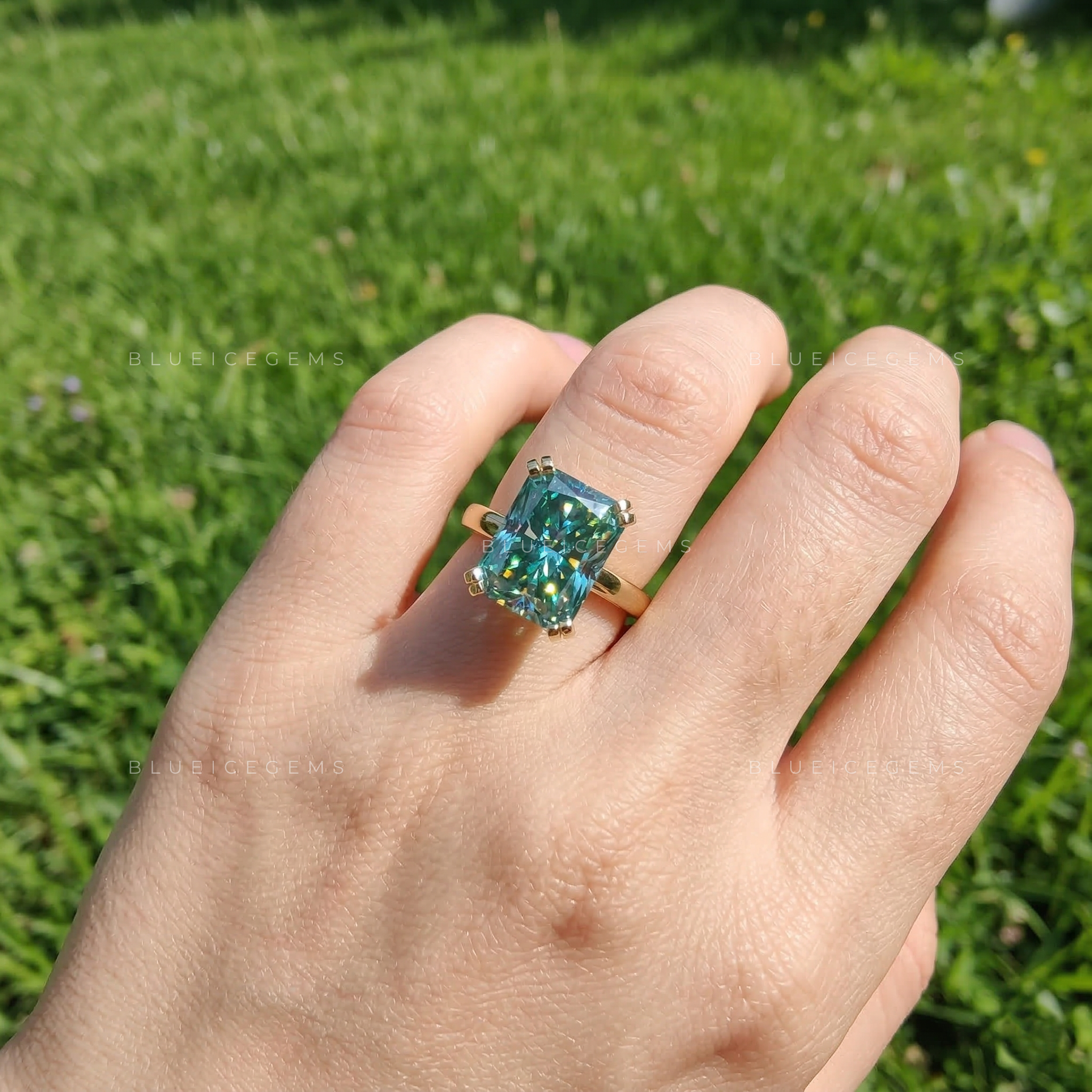 Azure Radiance Double Prong Engagement Ring