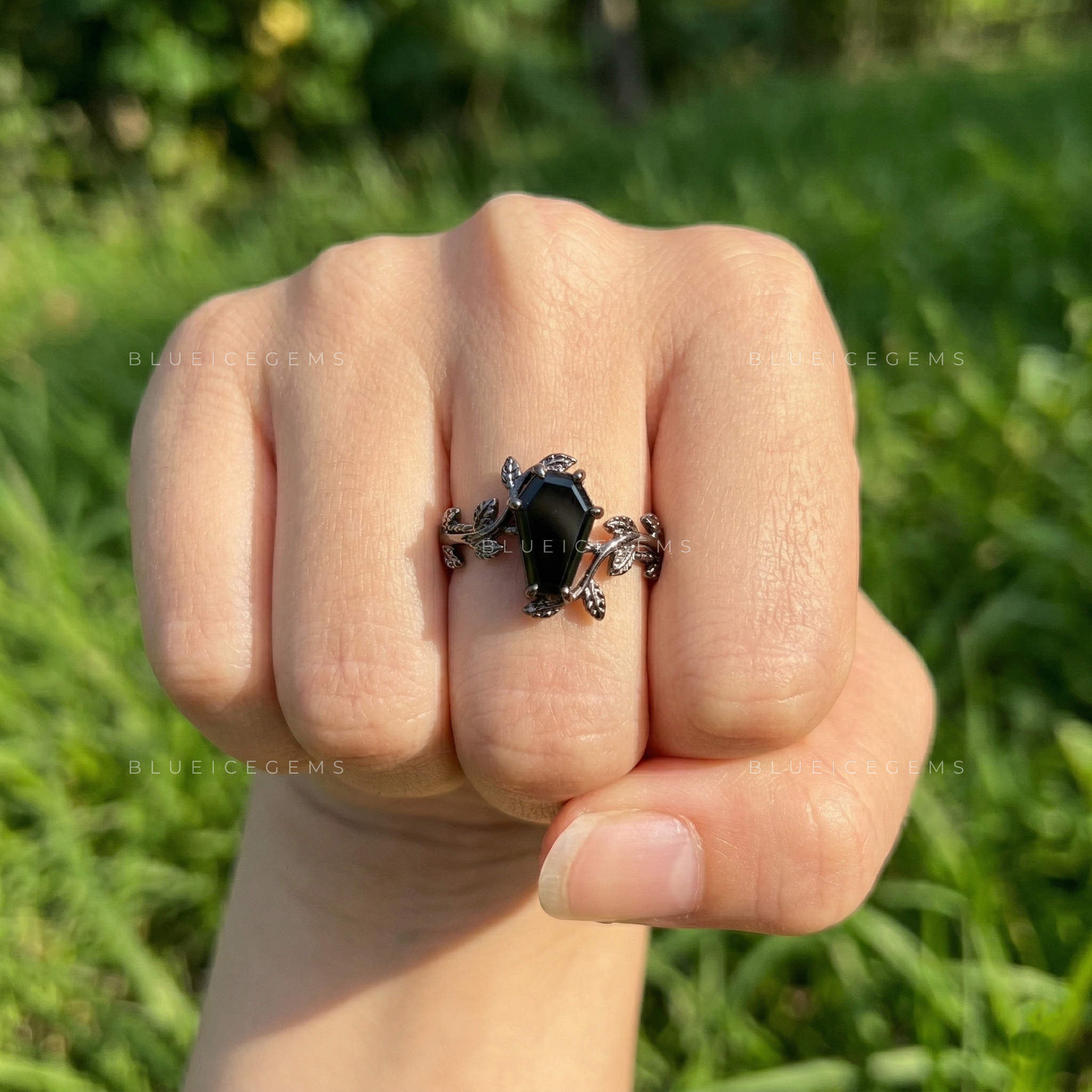 Midnight Noir Coffin Cut Black Diamond Solitaire Ring