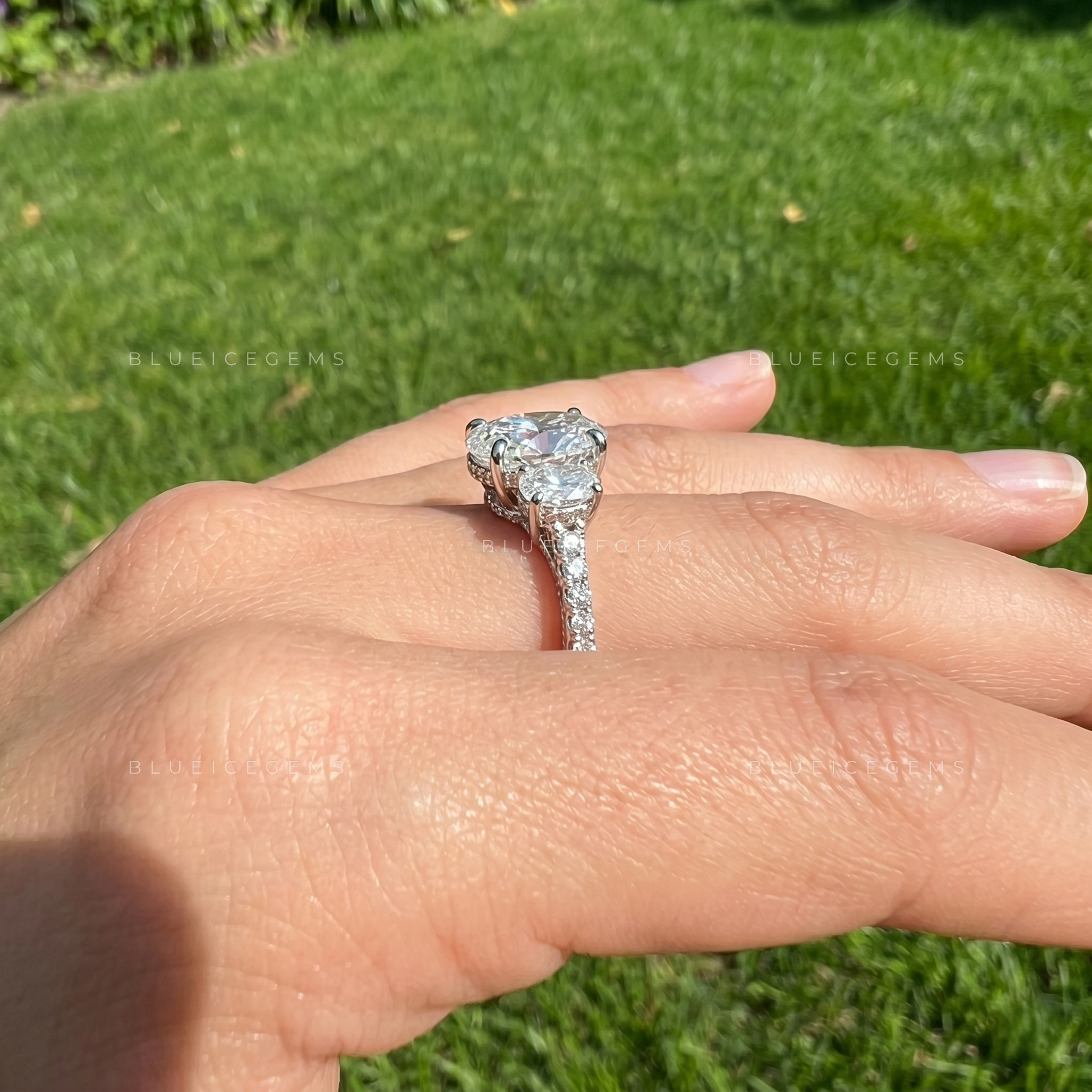 Elegant Grace Oval Cut Hidden Halo Engagement Ring