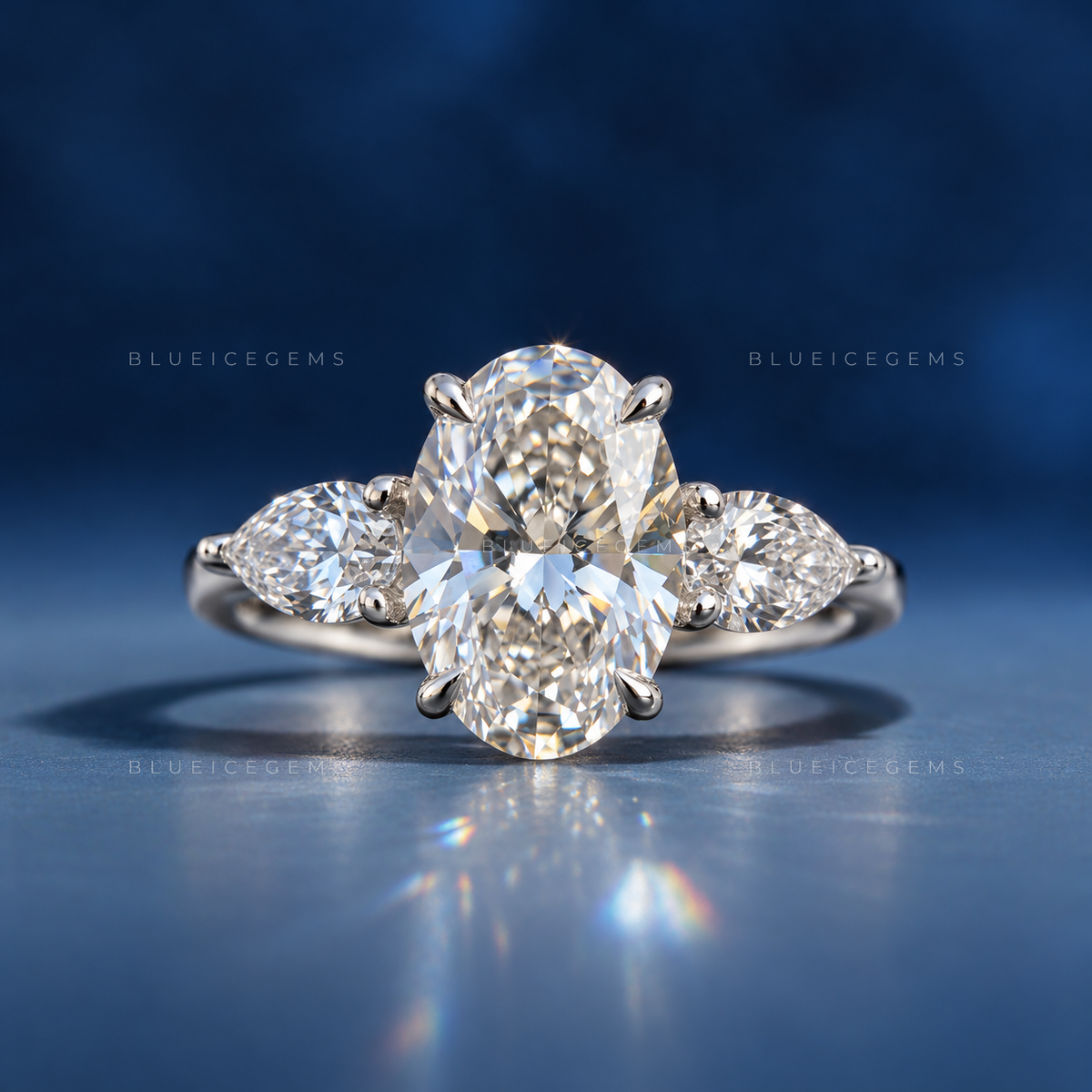 Ethereal Whispers Oval Cut Three-Stone Accent Engagement Ring