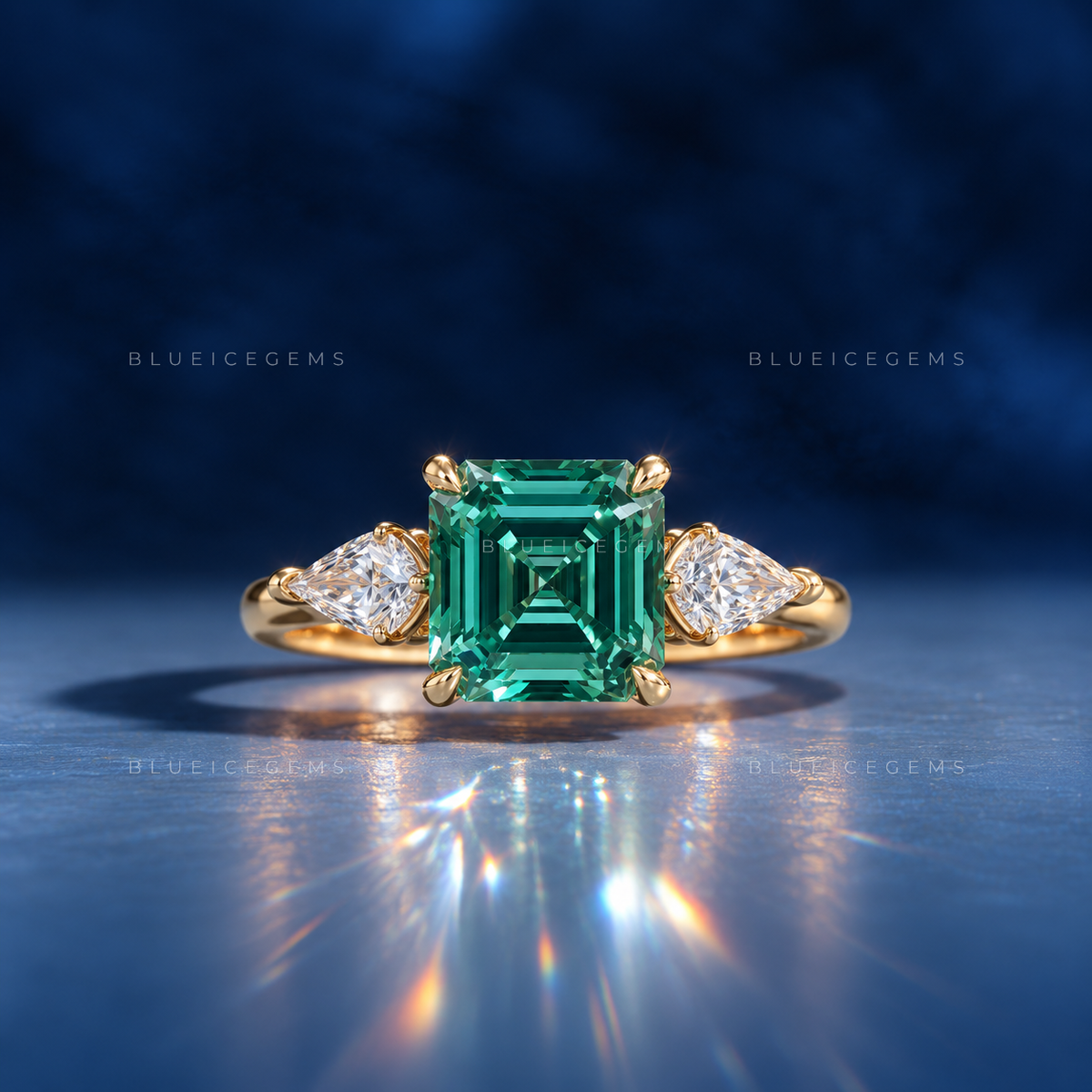 Architectural Allure Asscher Step Cut Solitaire with Accents