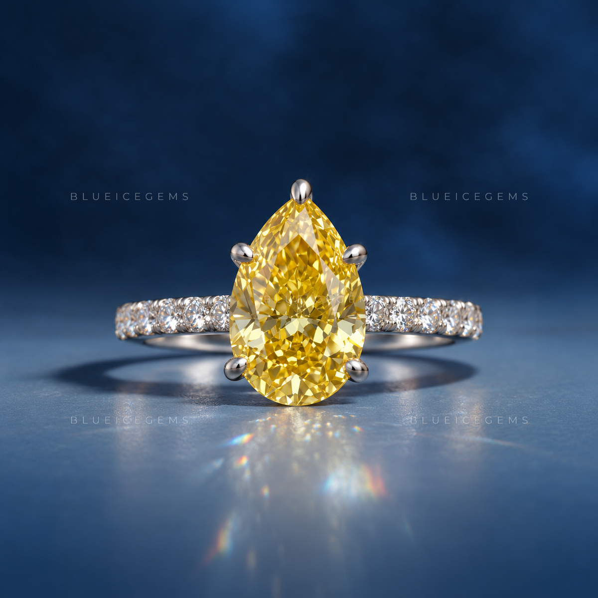 Golden Hour Radiance Pear Cut Halo Engagement Ring