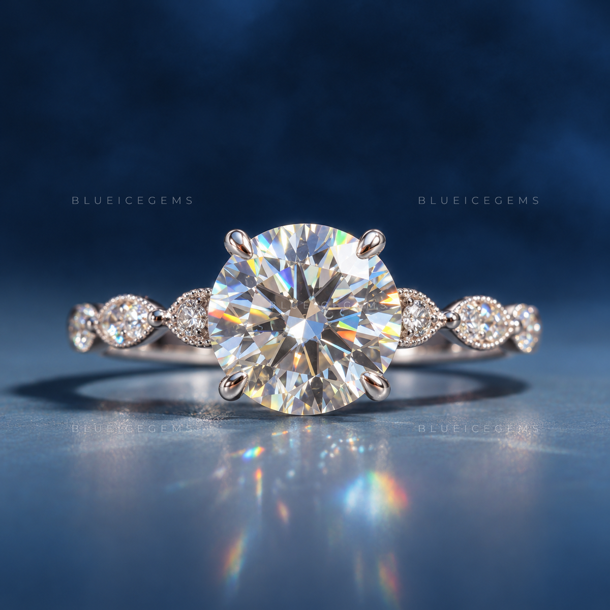 Botanical Whisper Cluster Accent Engagement Ring