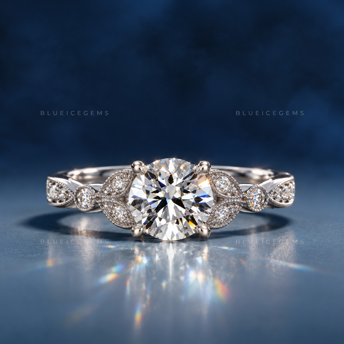 Vintage Romance Round Cut Marquise Outline Milgrain Statement Ring