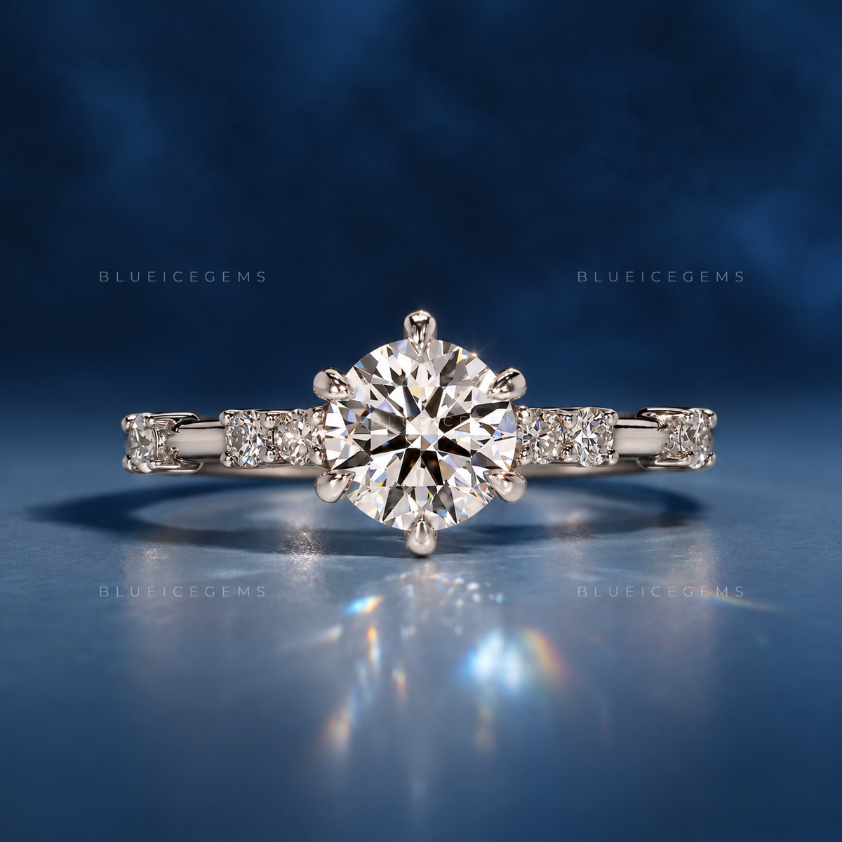 Vintage Enchantment Round Cut Pavé Accent Classic Engagement Ring