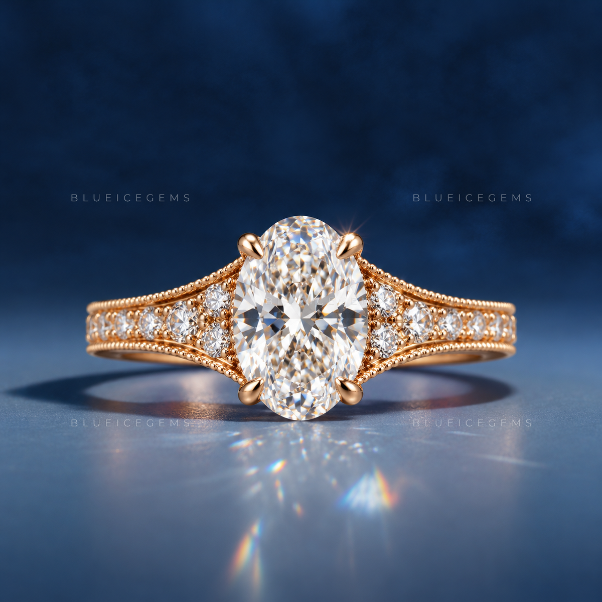 Antique Splendor Oval Cut Vintage Cluster Accent Proposal Ring