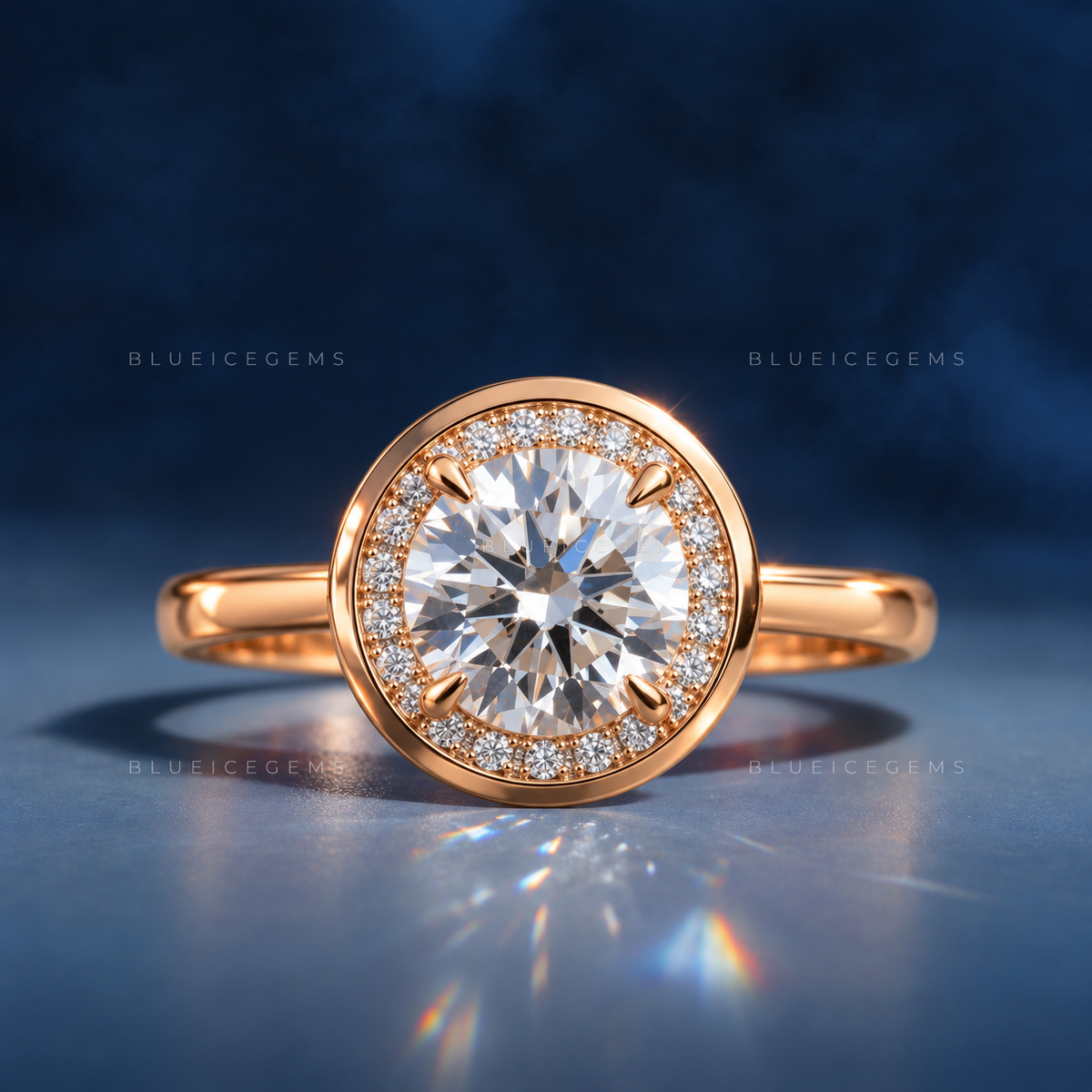 Modern Radiance Round Cut Halo Bezel and Claw Prong Wedding Ring
