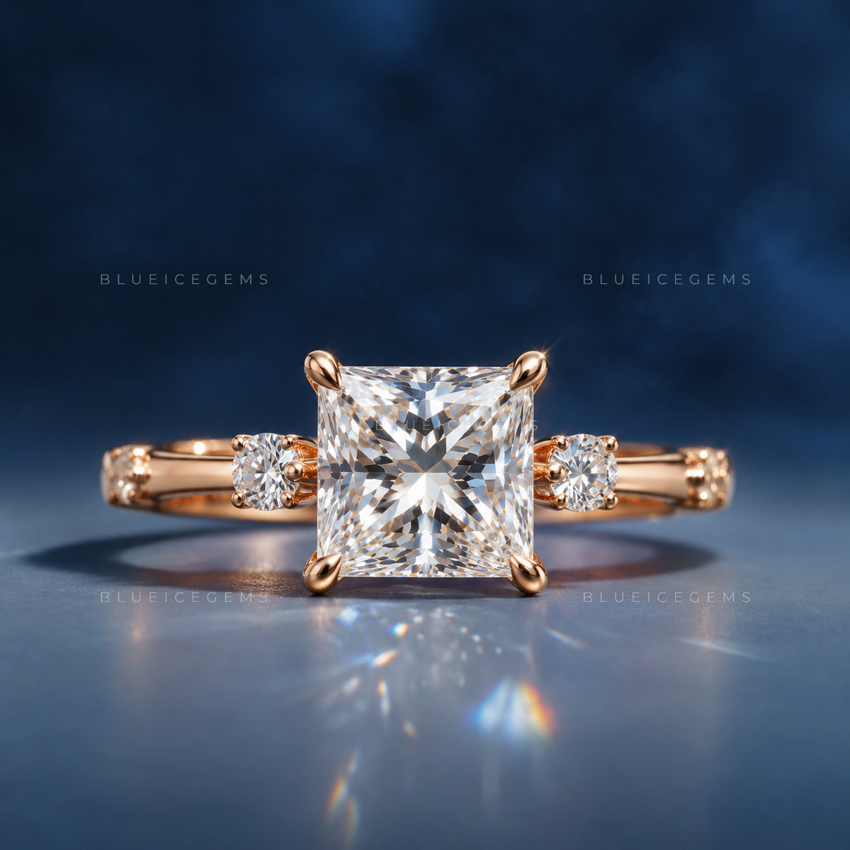 Sovereign Majesty Princess Cut Pavé Set Accent Proposal Ring