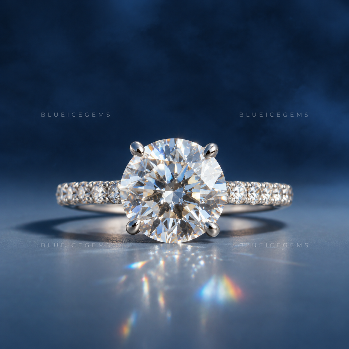 Celestial Radiance Round Cut Double Halo Statement Proposal Ring