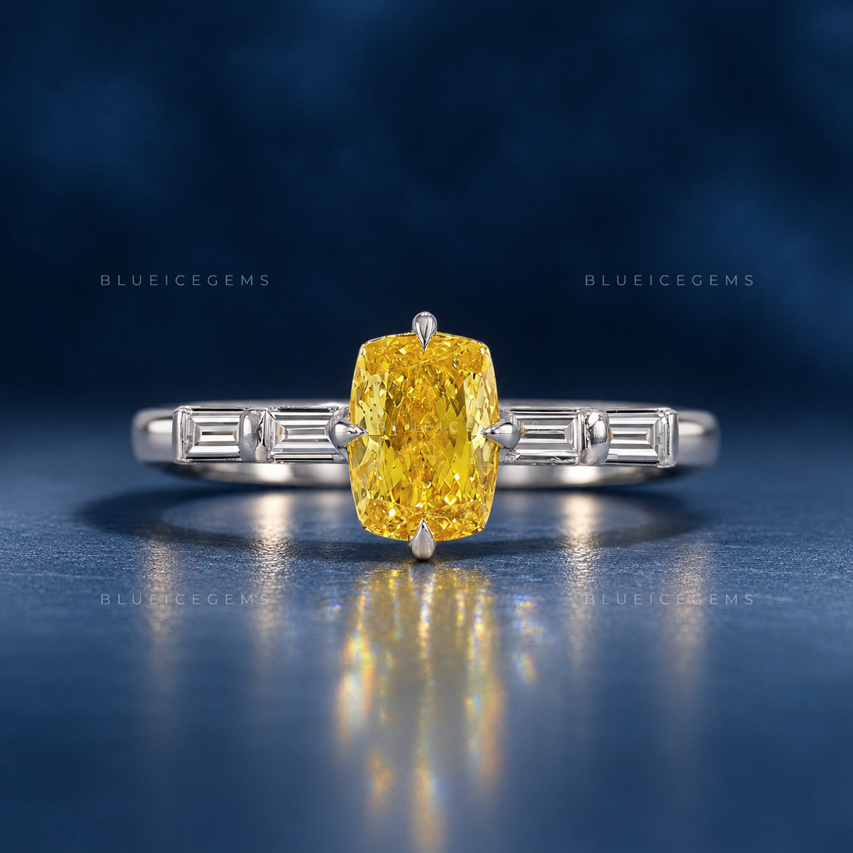 Sunshine Elegance Elongated Cushion Cut Compass Prong Promise Ring