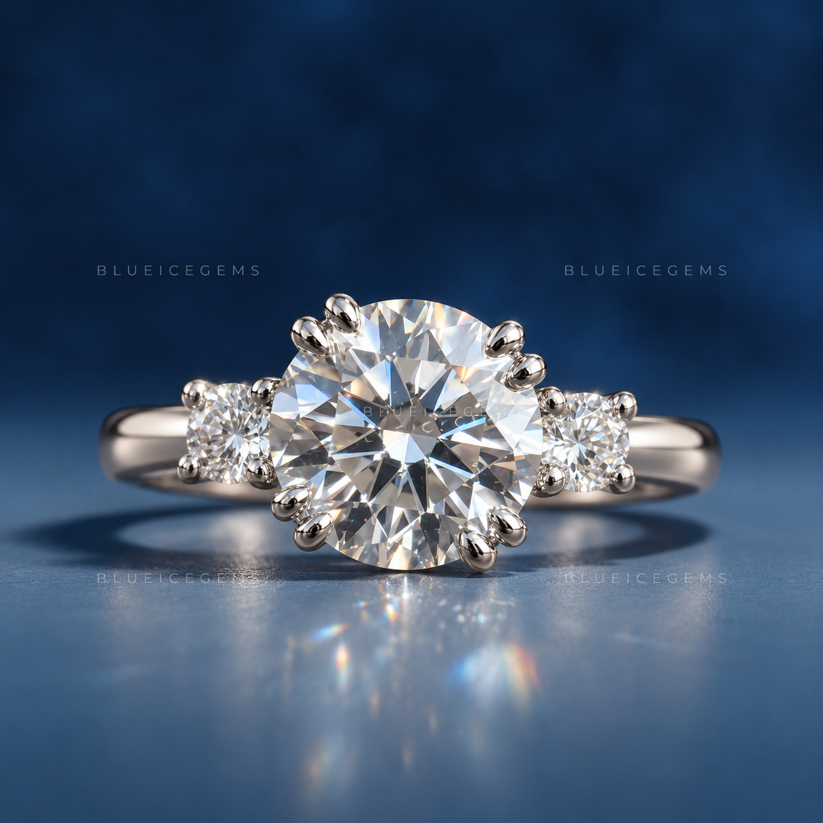 Trinity Radiance Round Cut Double Prong Accent Ring