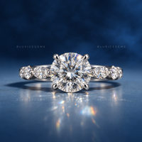 Round Brilliant Cut Lab Grown Diamond Claw Prong Ring with Bubble Band