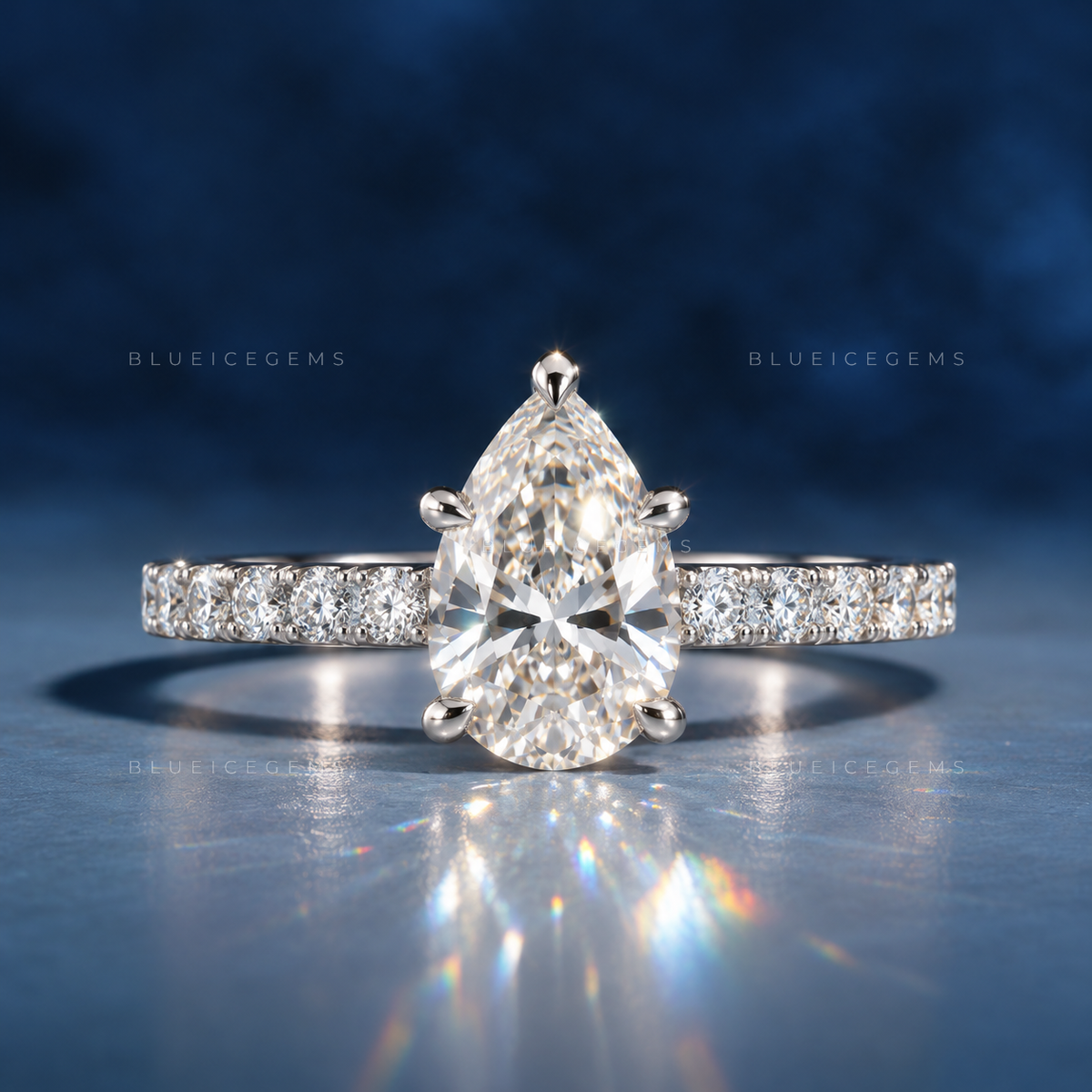 Pear Cut Lab Grown Diamond Halo Ring