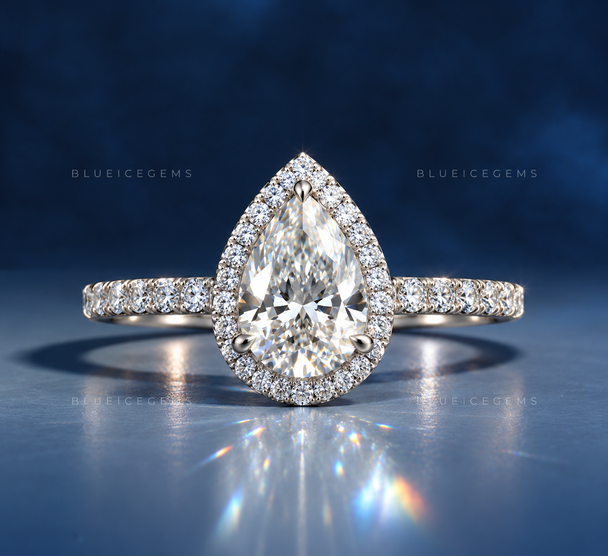 Pear Brilliant Cut Lab Grown Diamond Halo Ring