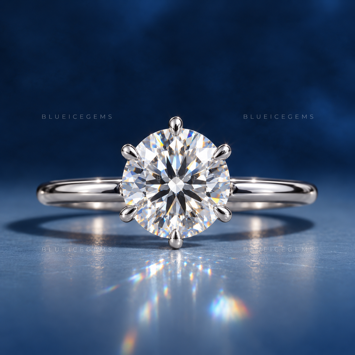 Enchanted Sparkle Round Brilliant Cut Six Prong Solitaire Engagement Ring