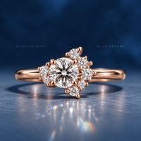 Vintage Romance Round Brilliant Cut Cluster Accent Engagement Ring