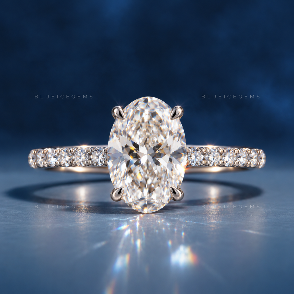 Mystic Radiance Oval Brilliant Cut Hidden Halo Engagement Ring