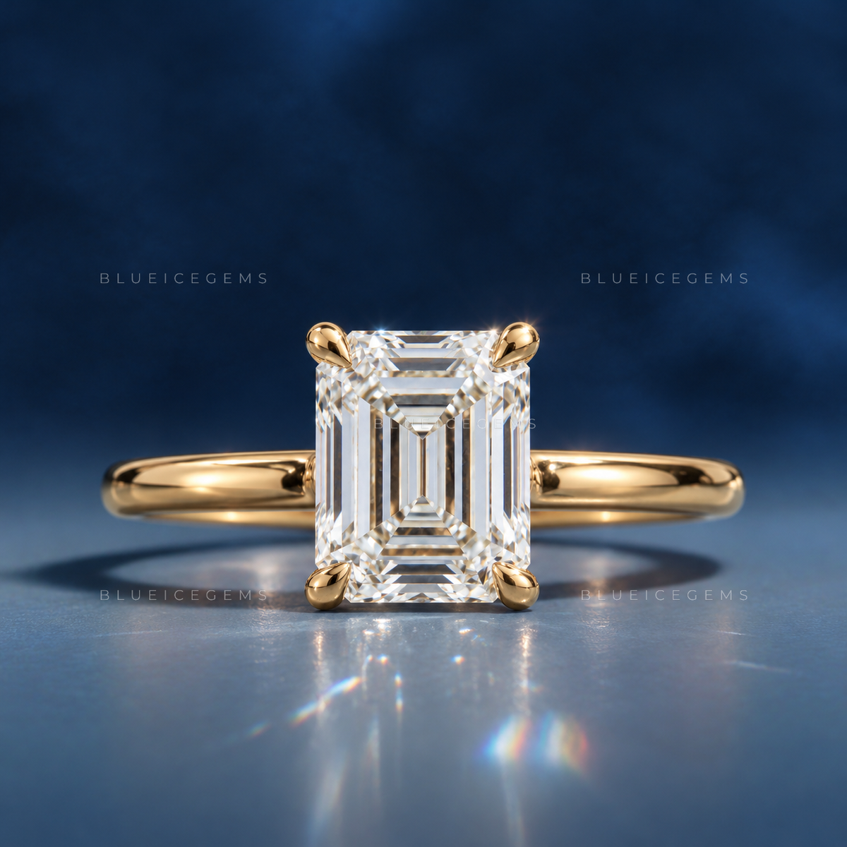 Regal Tulip Emerald Cut Solitaire Engagement Ring