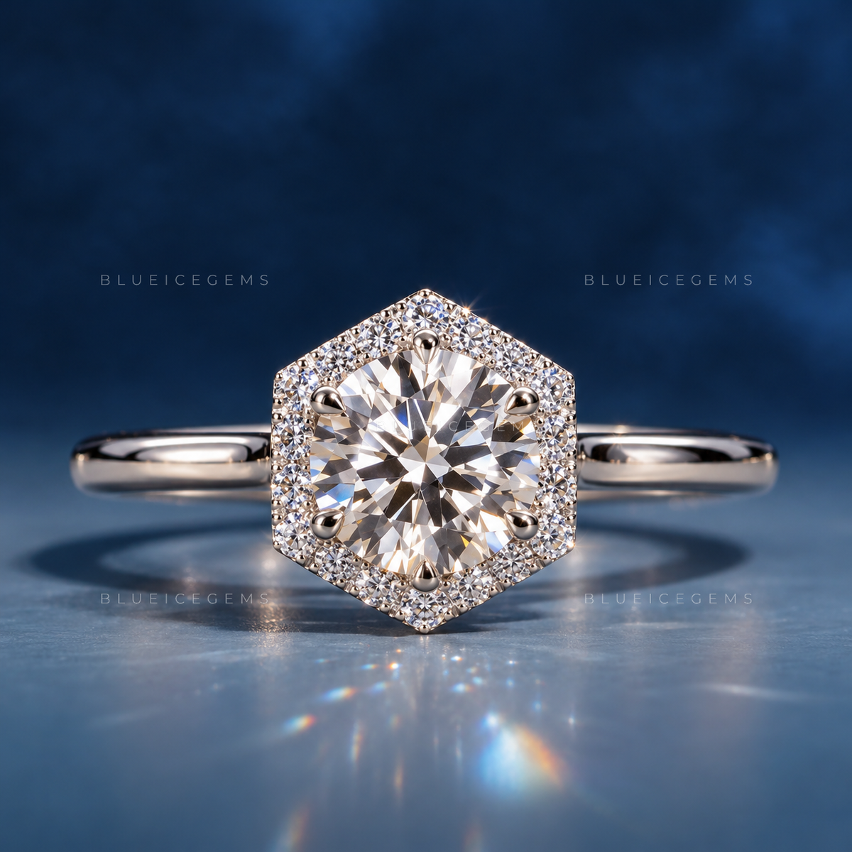 Celestial Glow Round Brilliant Cut Halo Engagement Ring