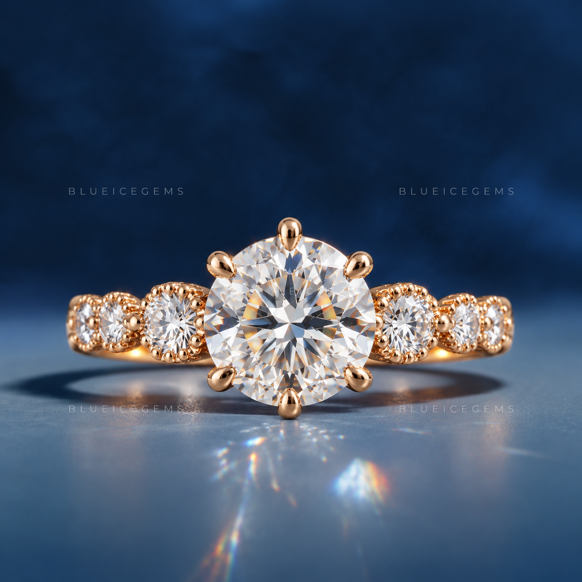 Vintage Elegance Round Cut Seven Stone Engagement Ring