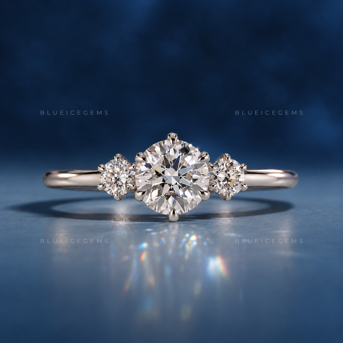Classic Splendor Round Cut Three Stone Engagement Ring