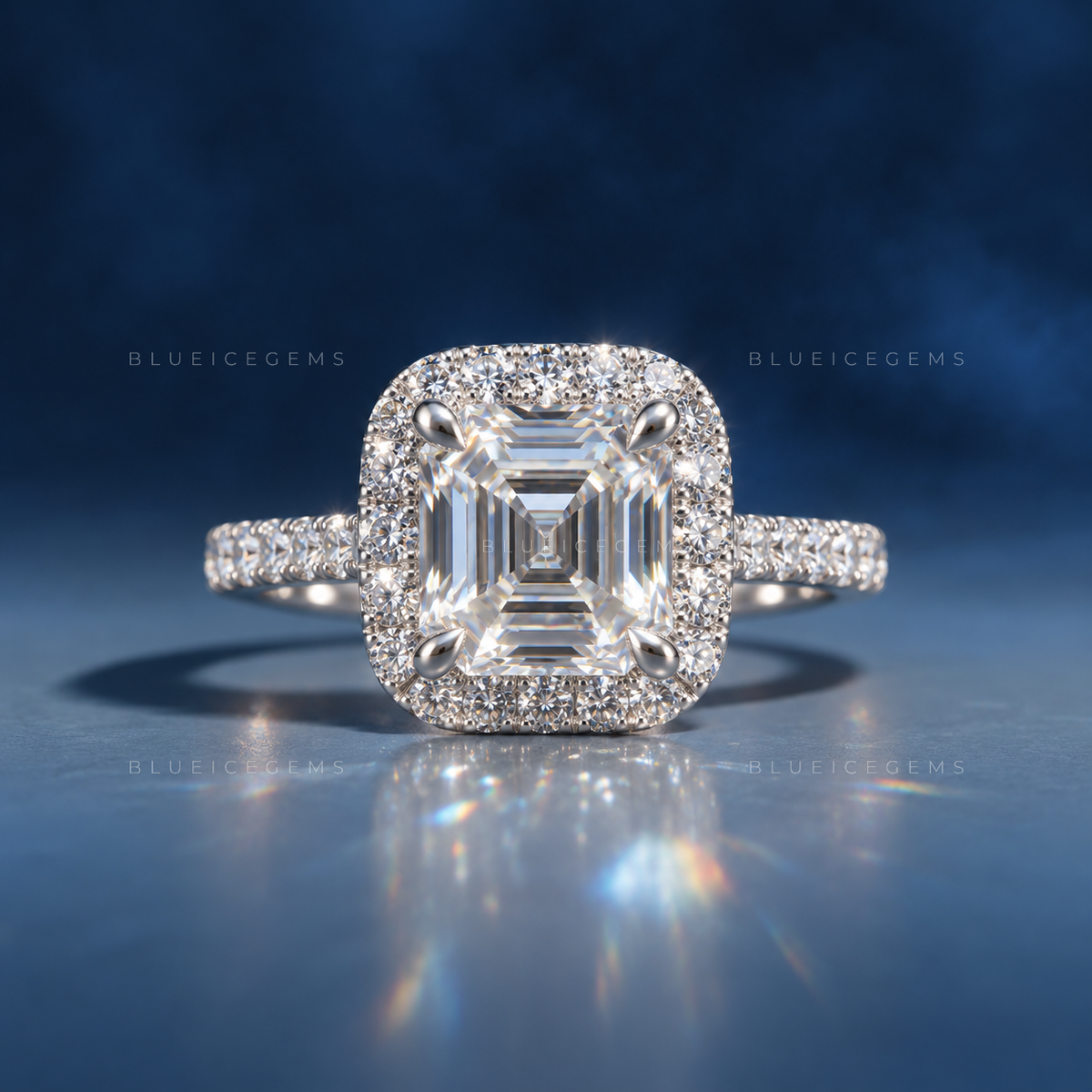 Vintage Radiance Asscher Cut Halo Engagement Ring