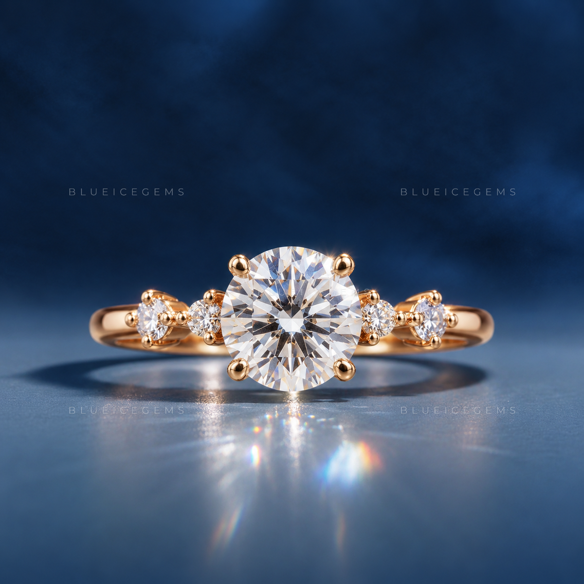 Classic Eternal Round Brilliant Cut Five Stone Promise Engagement Ring