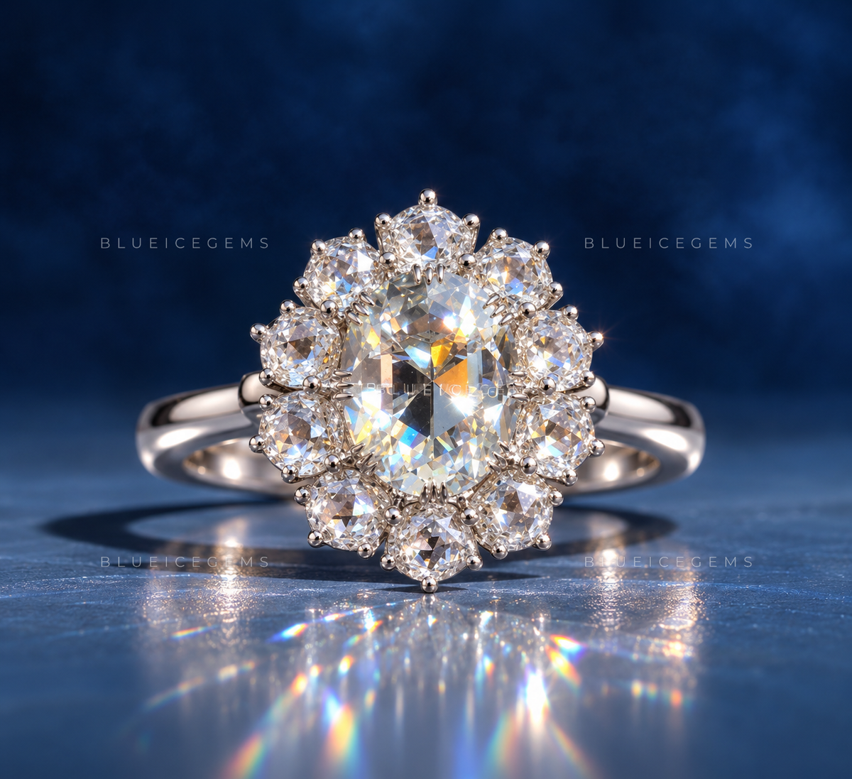 Antique Grandeur Oval Rose Cut Cathedral Statement Ring