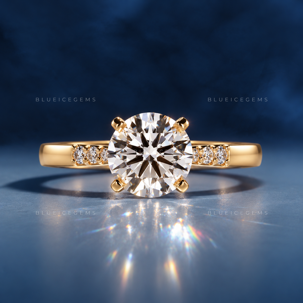 Pure Essence Round Brilliant Cut Dainty Solitaire Engagement Ring