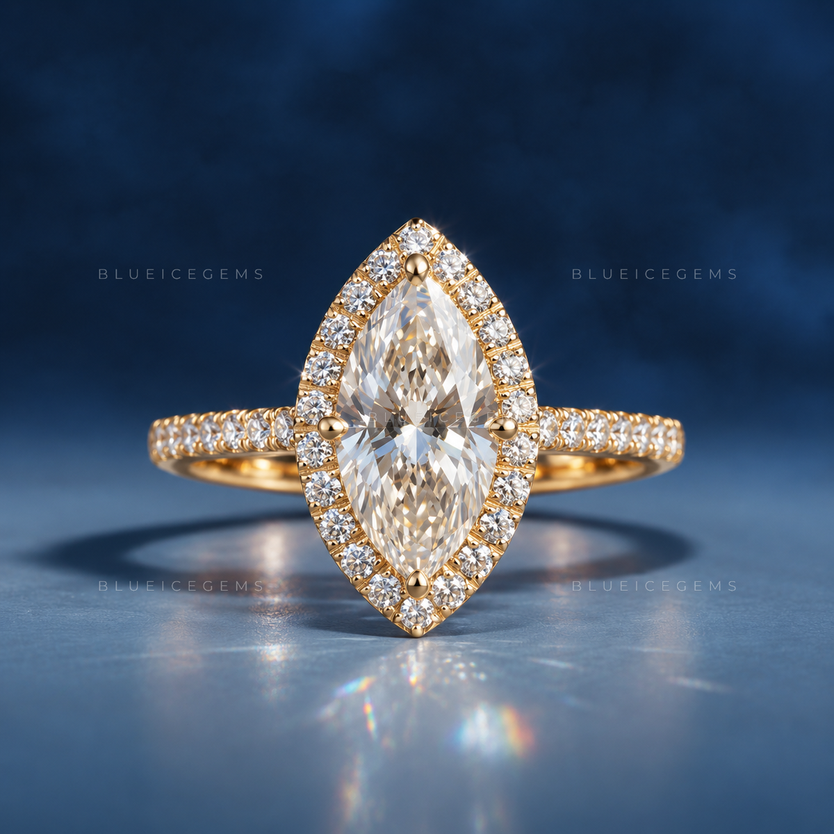 Elegance Personified Marquise Cut Halo Solitaire Engagement Ring