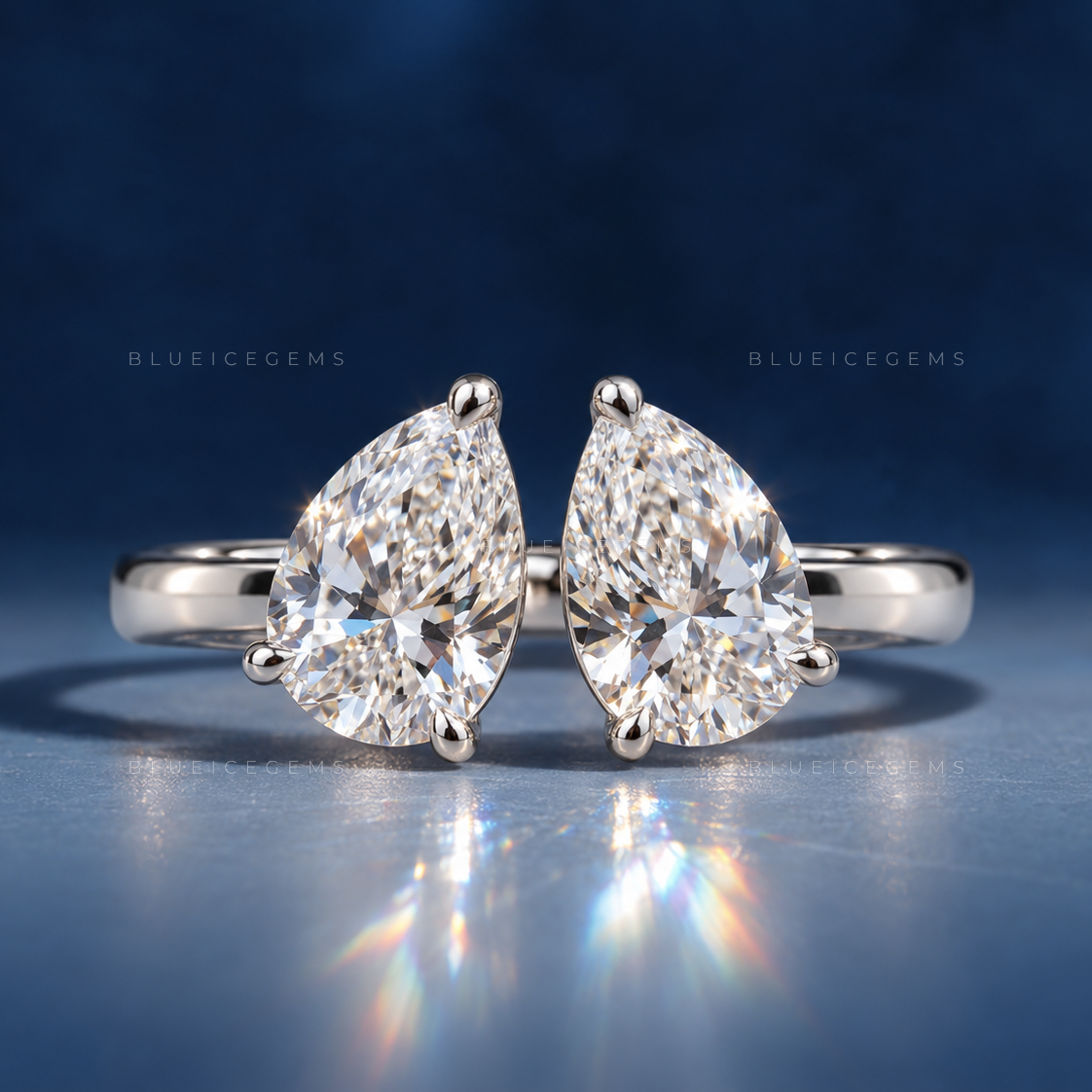 Duet of Love Toi et Moi Double Pear Cut Two Stone Engagement Ring
