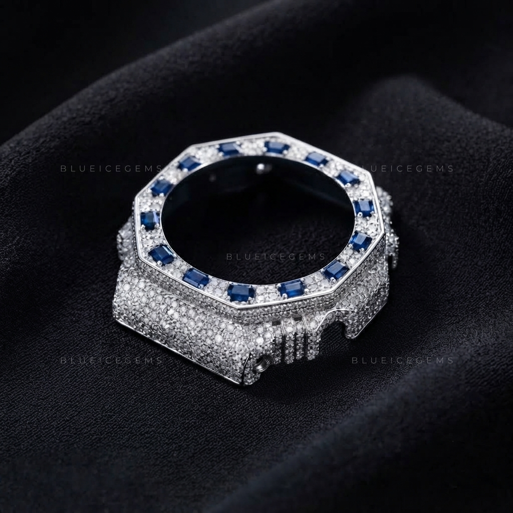 Royal Sapphire Bust-Down GA2100 Bezel – VVS1 Moissanite