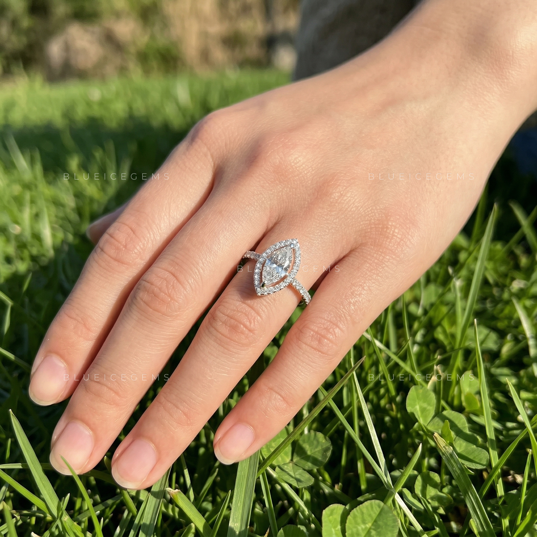Graceful Splendor Marquise Cut Pavé Engagement Ring