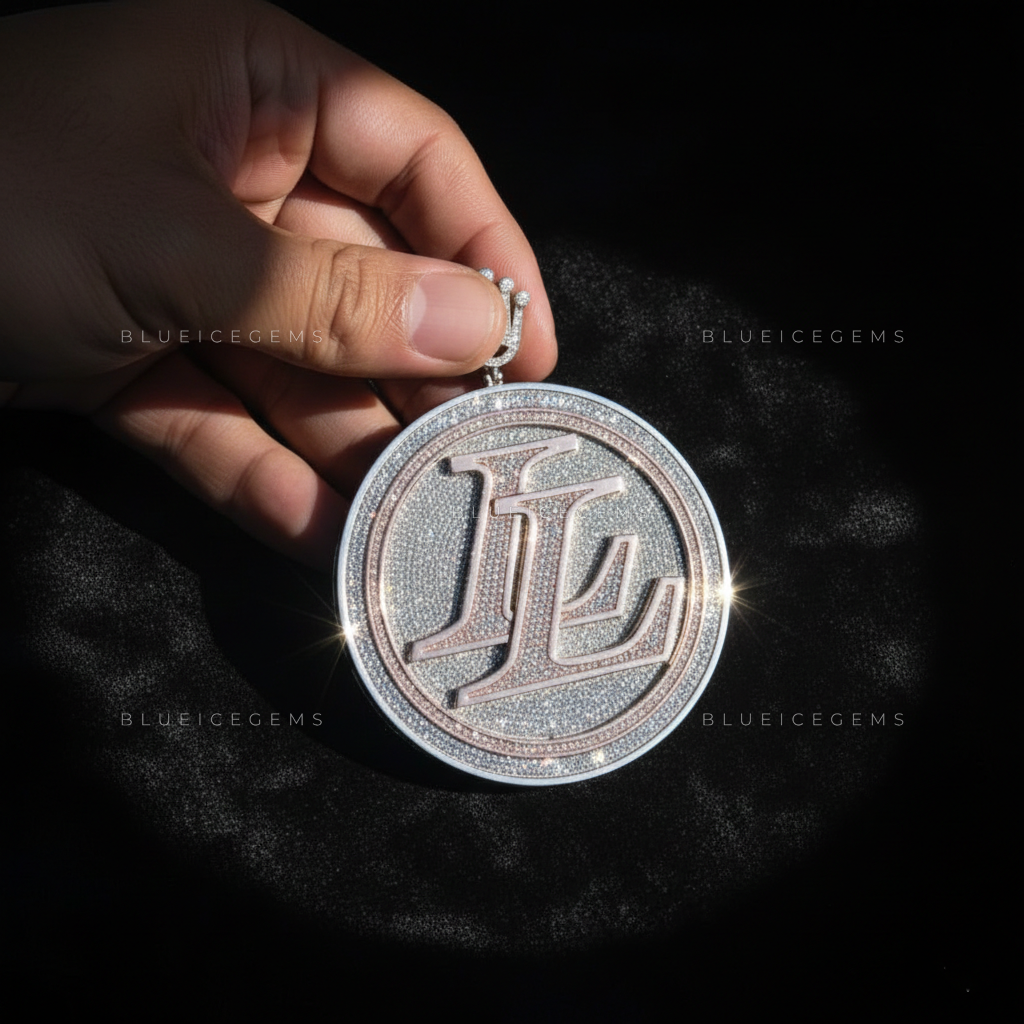 The "LL" Medallion: Crown-Topped Circular Monogram & Rose Gold Halo Sovereign