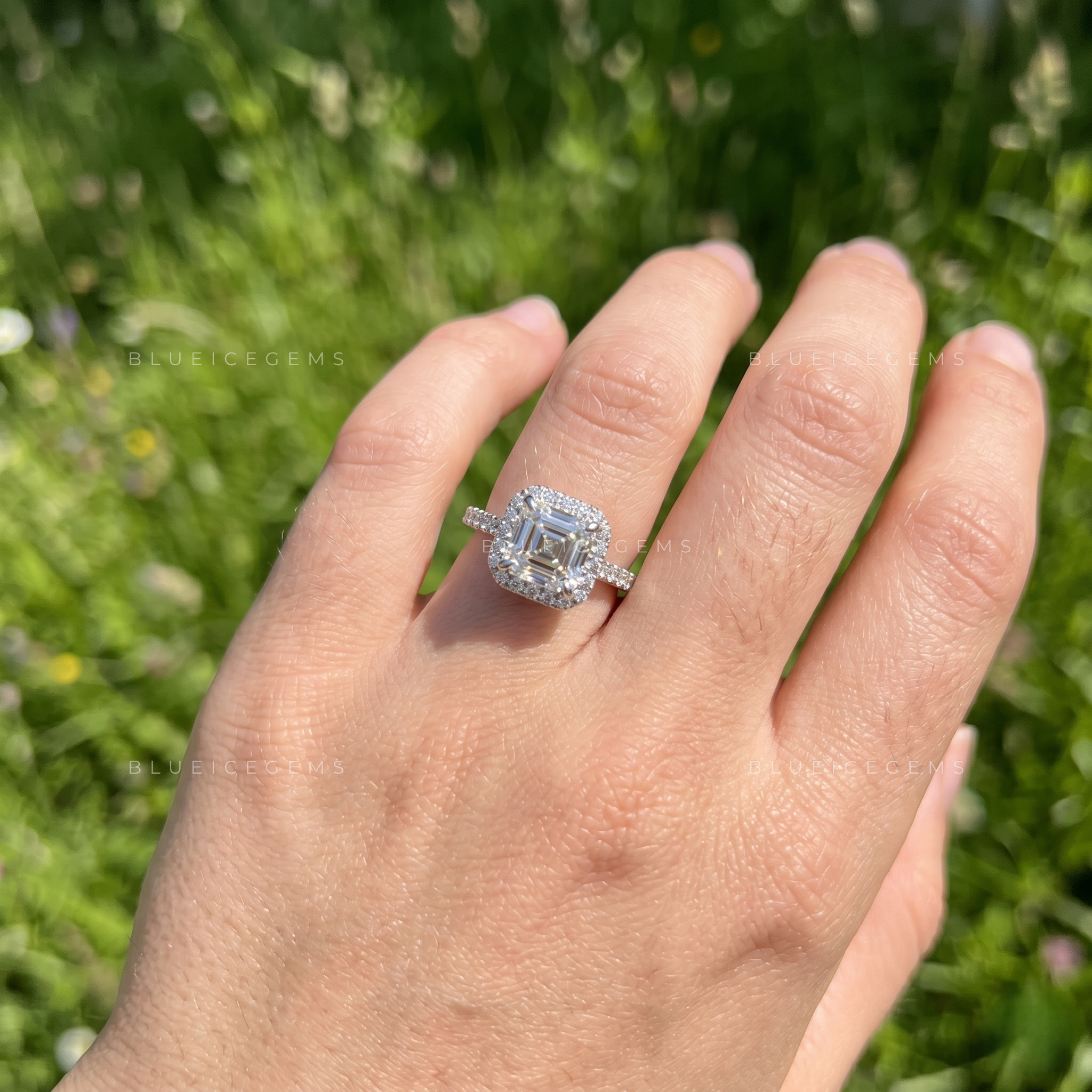 Vintage Radiance Asscher Cut Halo Engagement Ring