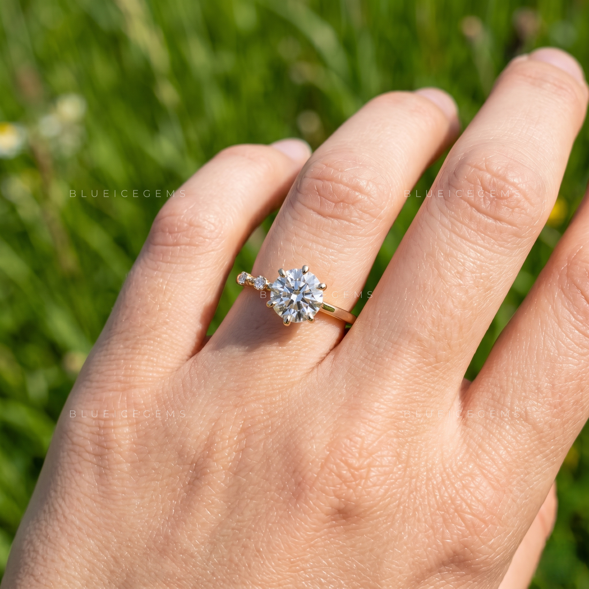 Trilogy of Love Round Brilliant Cut Three Stone Engagement Ring