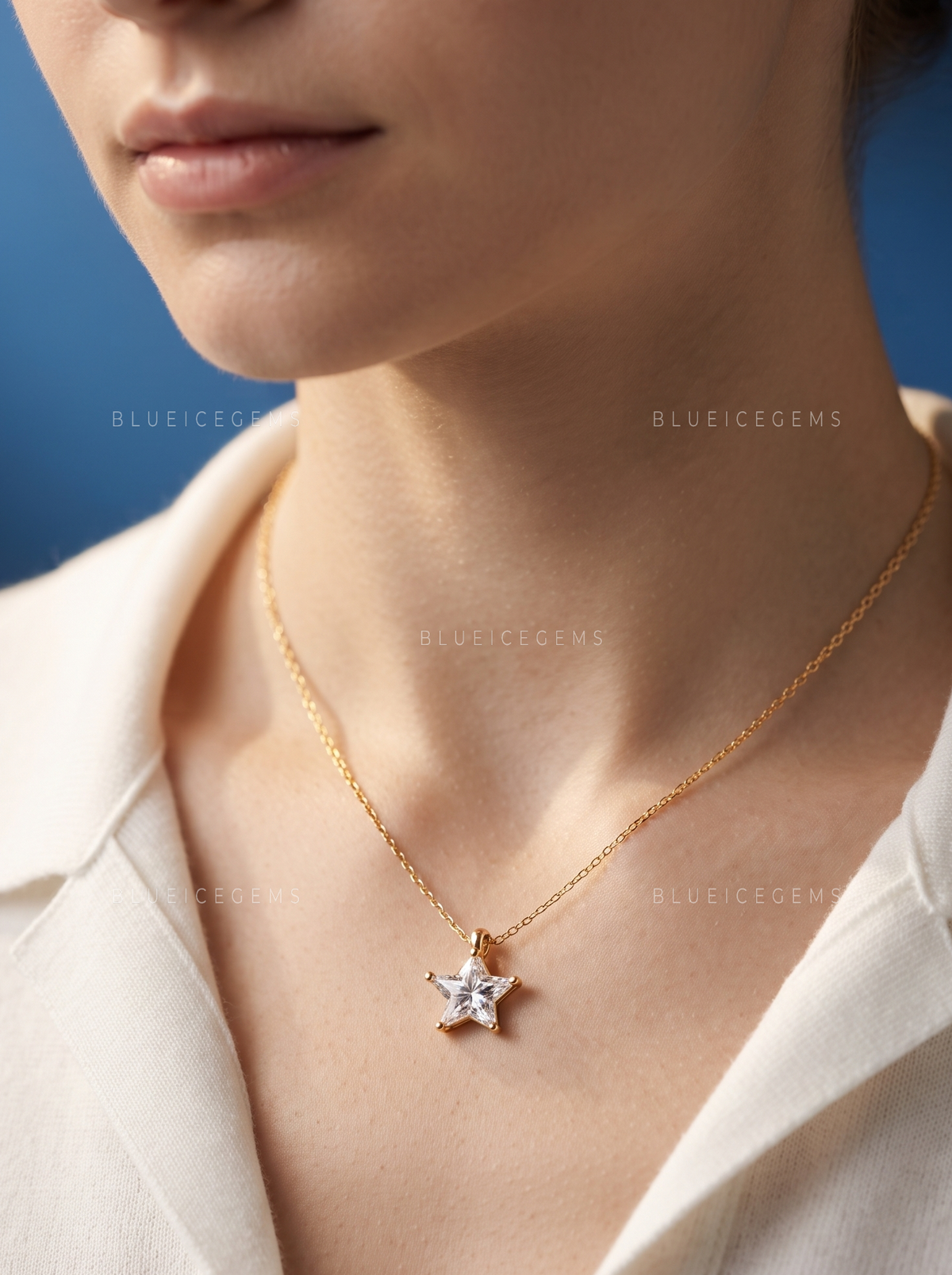 Star Shape Solitaire Diamond Pendant