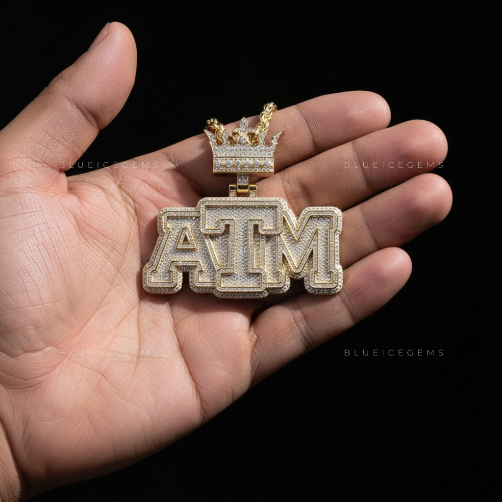 The "ATM" Sovereign: Crown-Topped Industrial Collegiate & Heavy-Gauge Gold Pendant