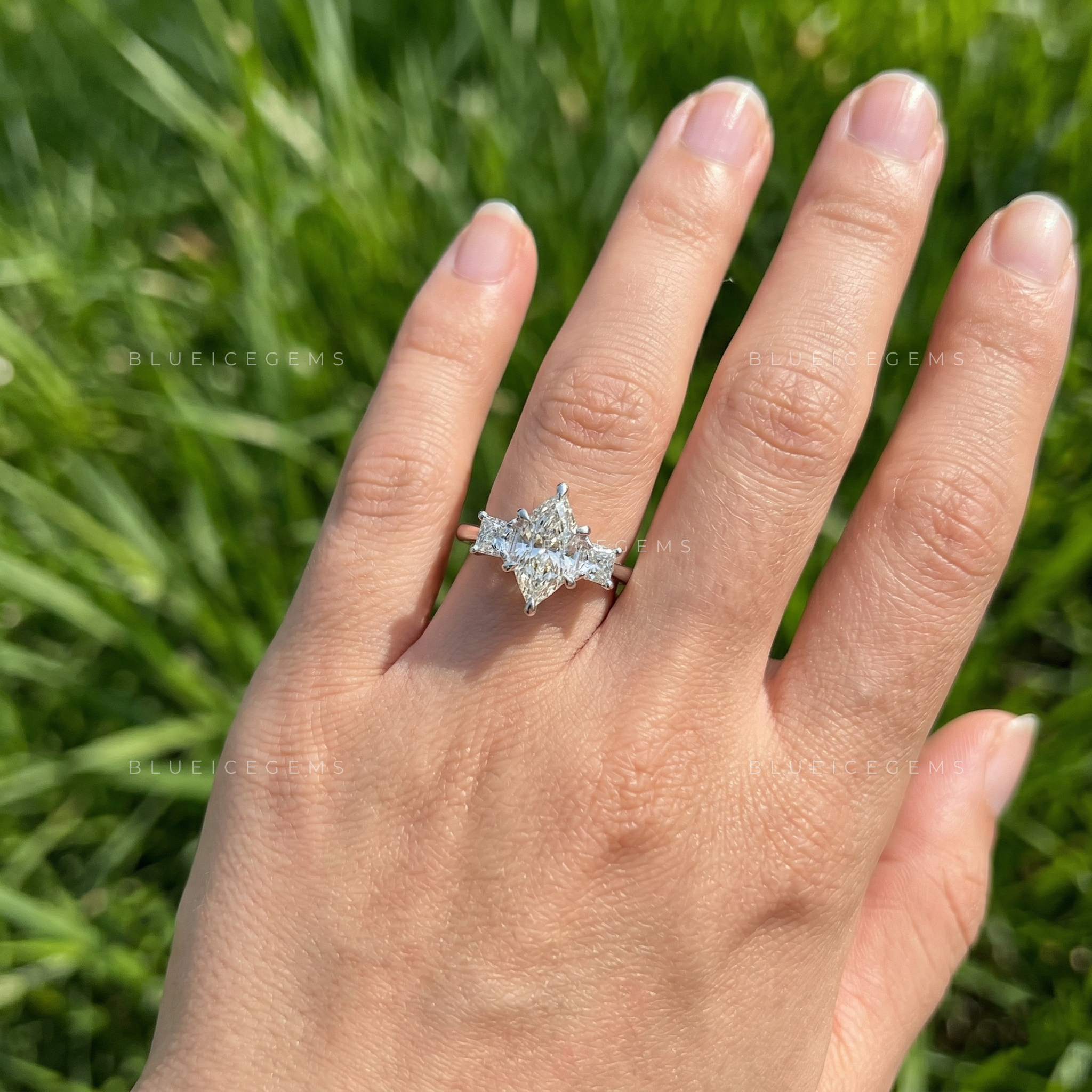 Imperial Sophistication Dutch Marquise and Princess Cut Trilogy Ring