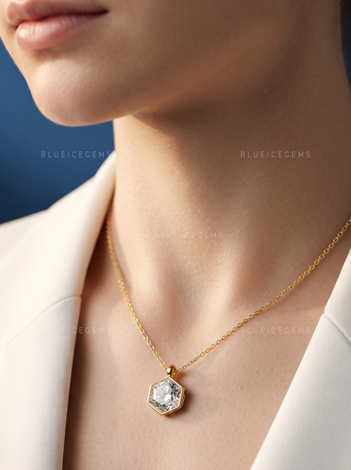 Hexagon Brilliant Cut Solitaire Diamond Pendant