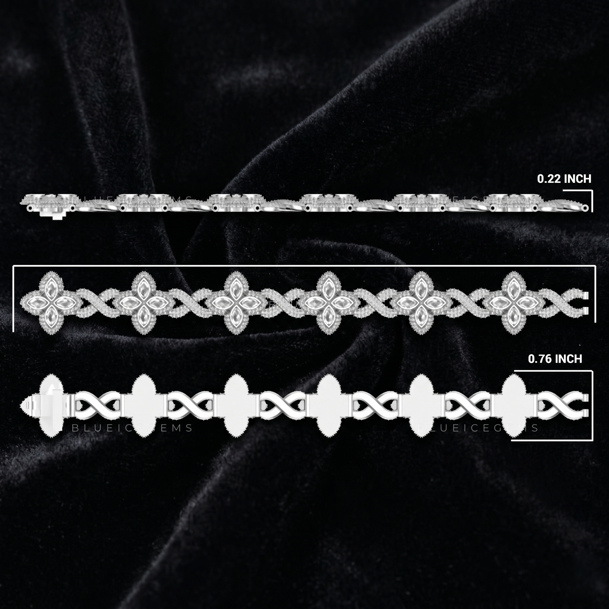 Botanical Shimmer Multi-Marquise Petal Clover Link