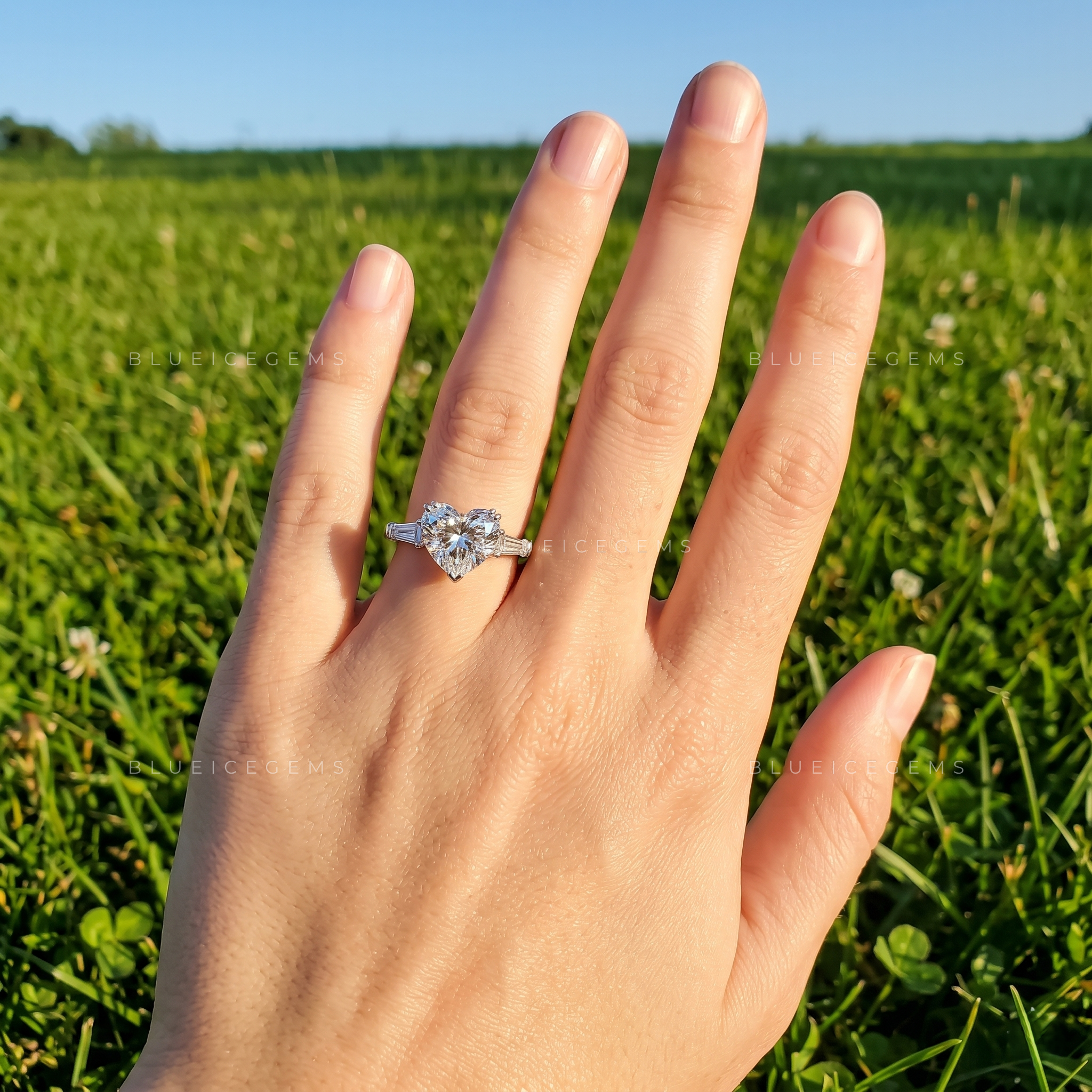 Infinite Romance Heart Cut Elegantly Accented Silhouette Engagement Ring