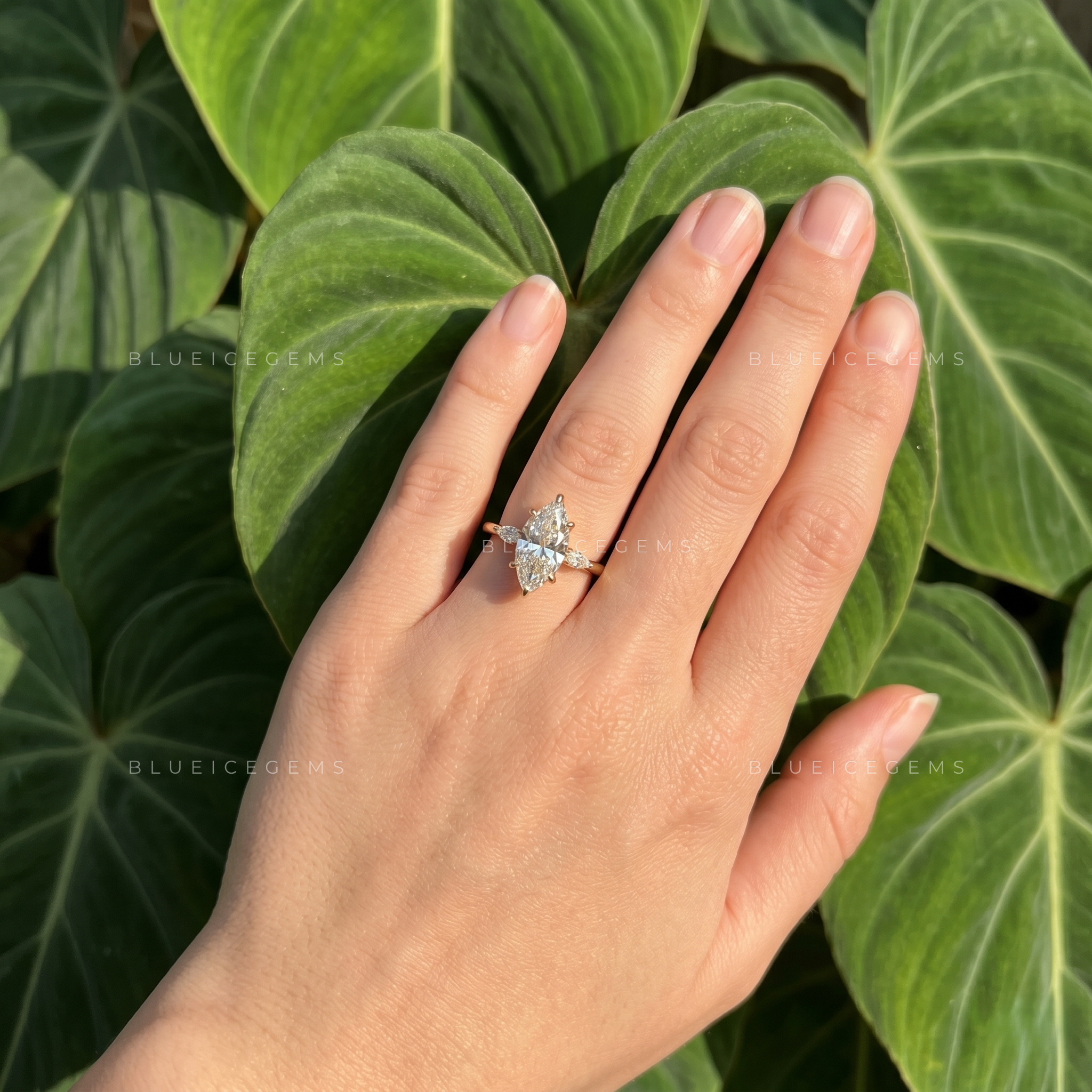 Majestic Heritage Marquise Cut Three Stone Engagement Ring