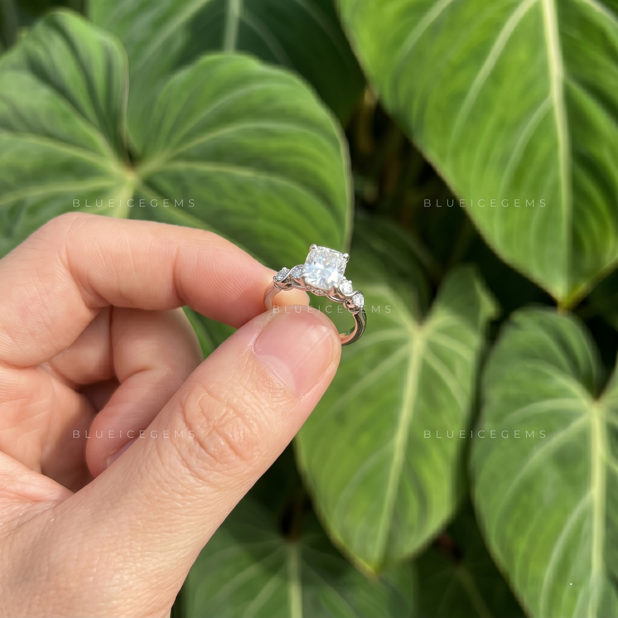 Harmony of Brilliance Five Stone Cushion Cut Engagement Ring