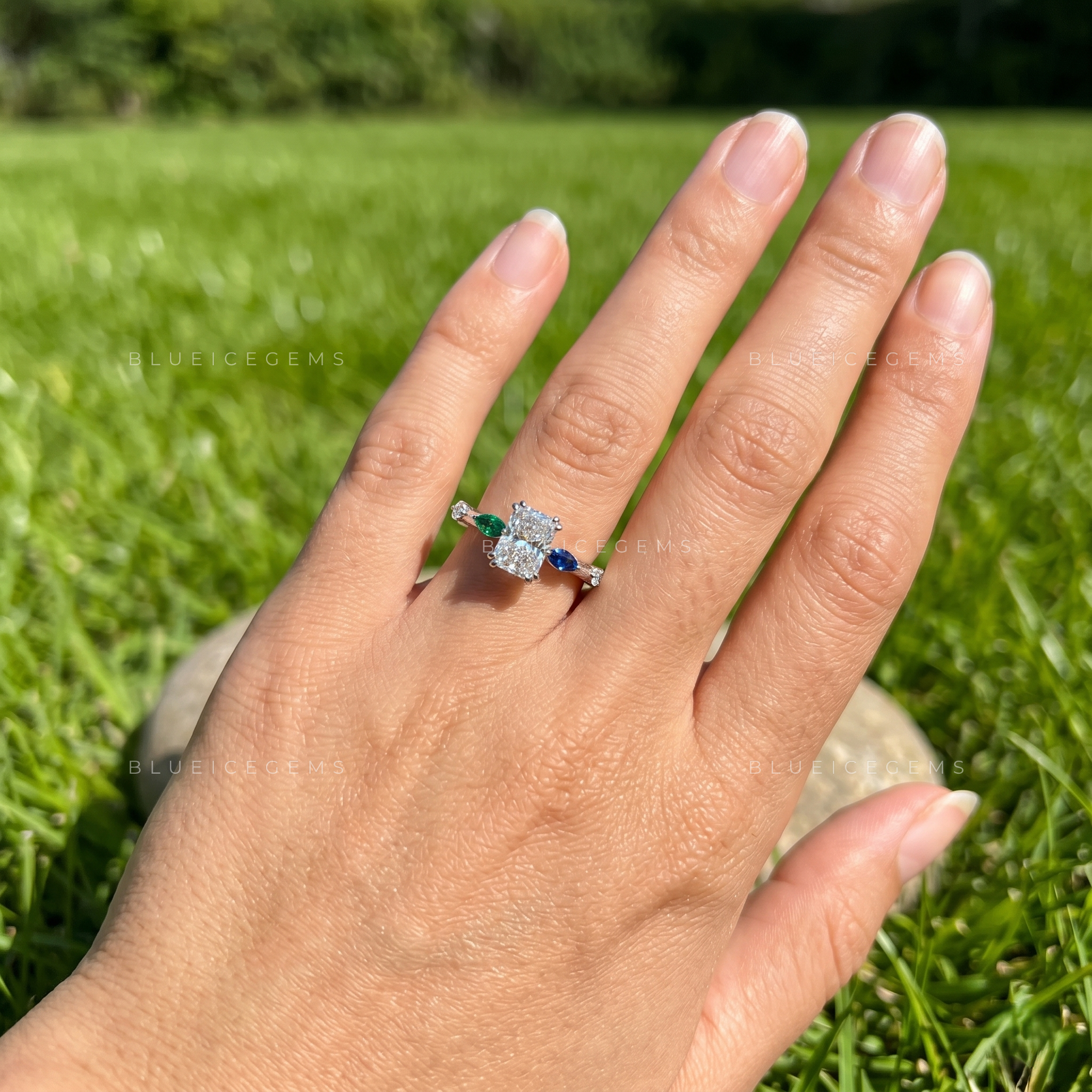 Unique Radiant Brilliant Cut Side Stone Proposal Ring