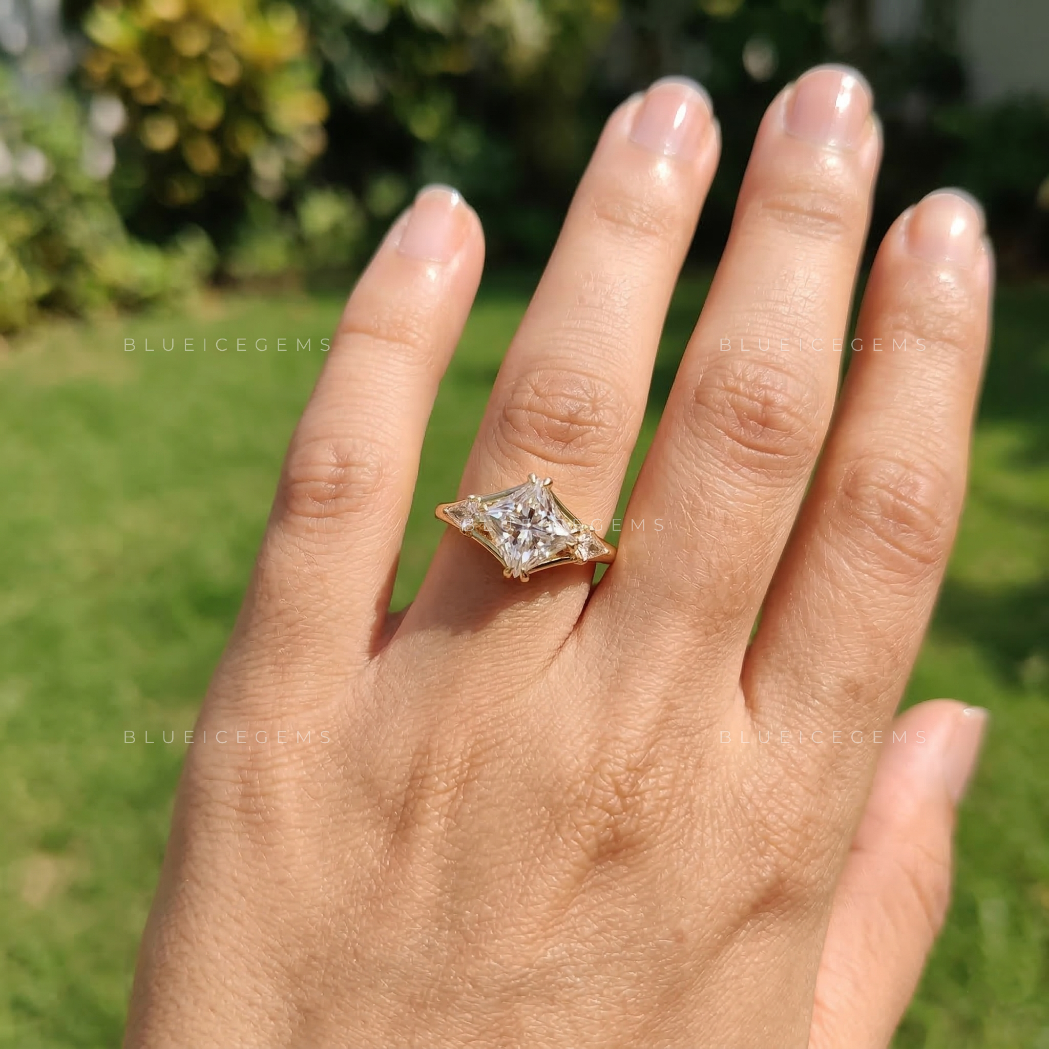 Modern Majesty Princess and Kite Cut Trilogy Ring