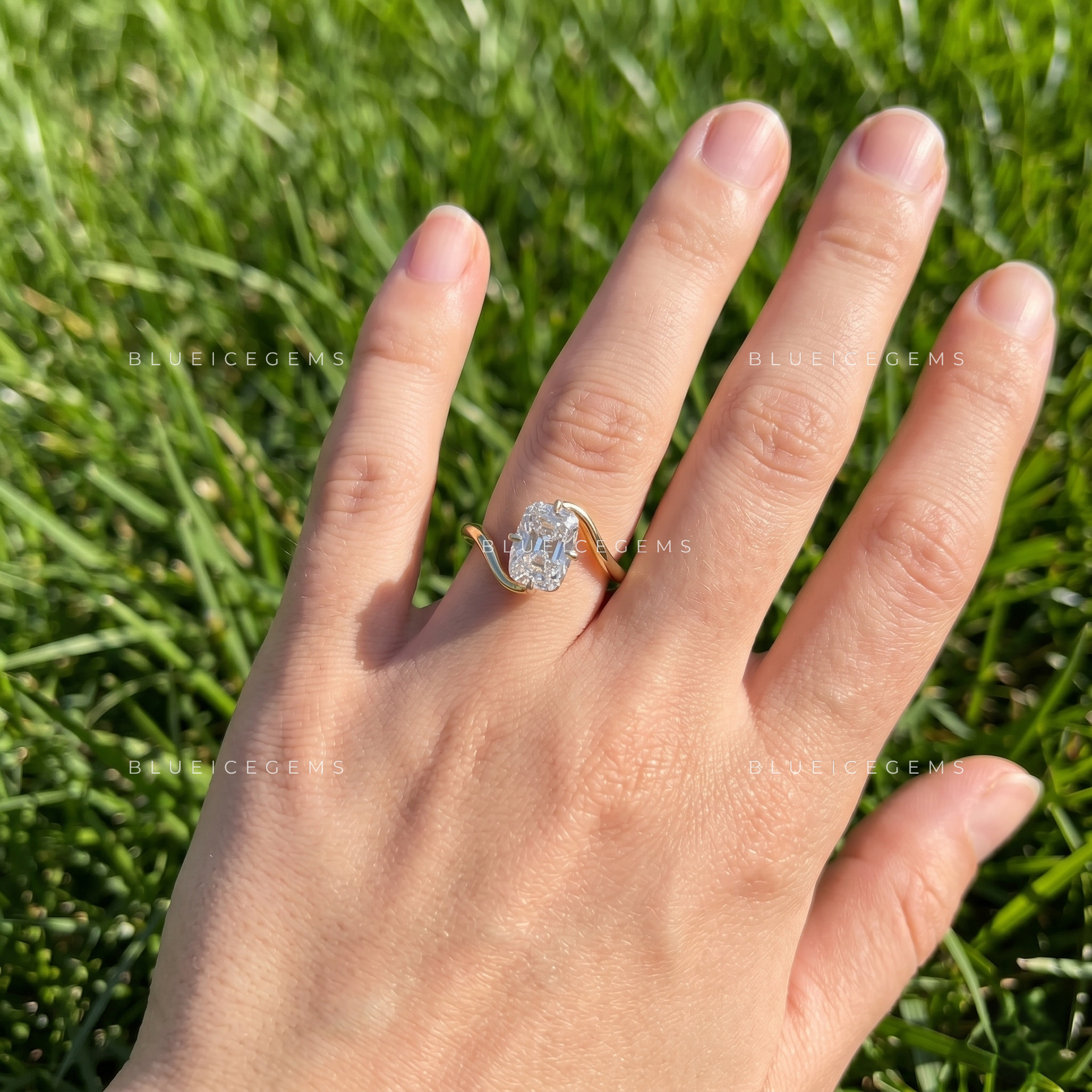 Vintage Elegance Old Mine Cushion Cut Bypass Solitaire Engagement Ring