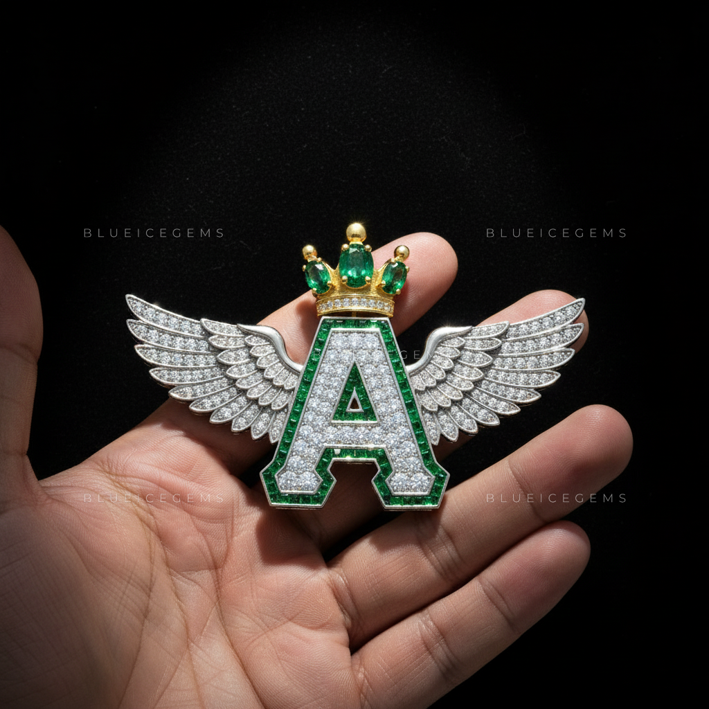 The "A" Aviator Sovereign: Emerald-Trimmed Monogram & Imperial Wing Crest